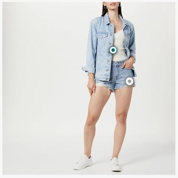 The Drop Women's Arin Distressed Denim Short New - Picture 4 of 5